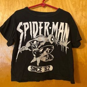 Retro Marvel Spider Man Spiderverse Black Grunge T Shirt, XS Incredibly Soft